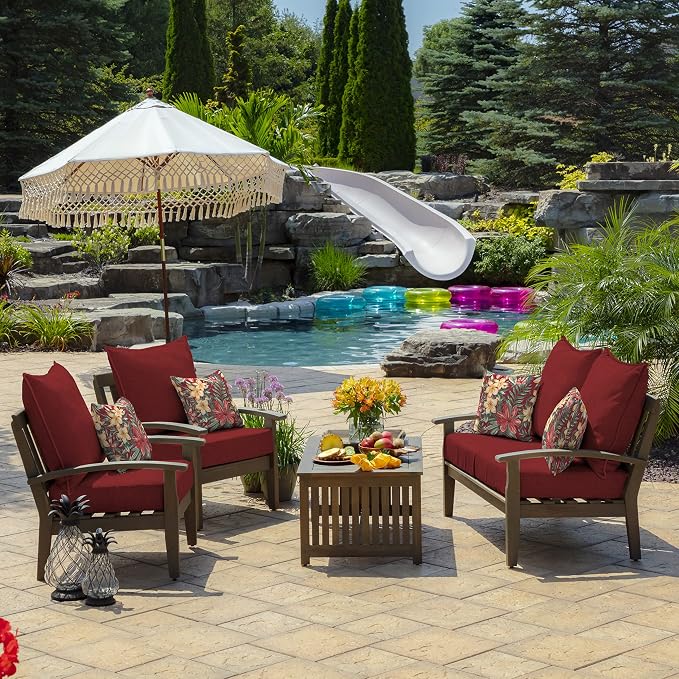 Arden Outdoor Deep Seat Cushion Set, 24x24, Ruby Red