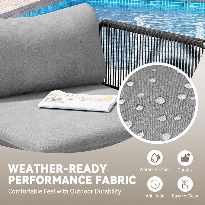 Crestlive Products Outdoor Patio Furniture Set, 4 Seater Modular Oversized Patio Conversation Set with Cushions, Modern Metal Sectional Outdoor Couch for Backyard, Deck, Porch, or Poolside, Dark Grey