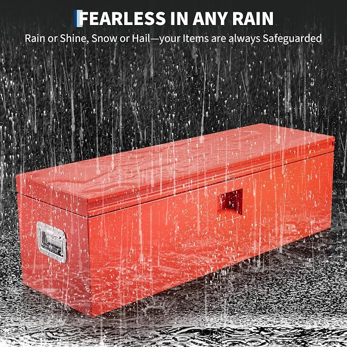 Heavy Duty Steel Truck Toolbox – 76x38x38cm – Gas Shock Lid – t-Handle Lock – Weatherproof Rubber Seal – Secure Underbody Storage Chest – Fits Pickup, Truck Bed, RV, Trailer