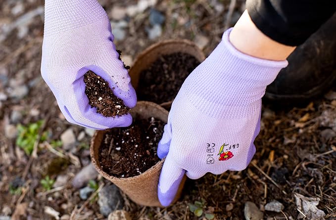 G & F Products Women's Gardening Gloves, Micro Foam Nitrile Coated Work Gloves for Gardening, Yard Work & Pruning
