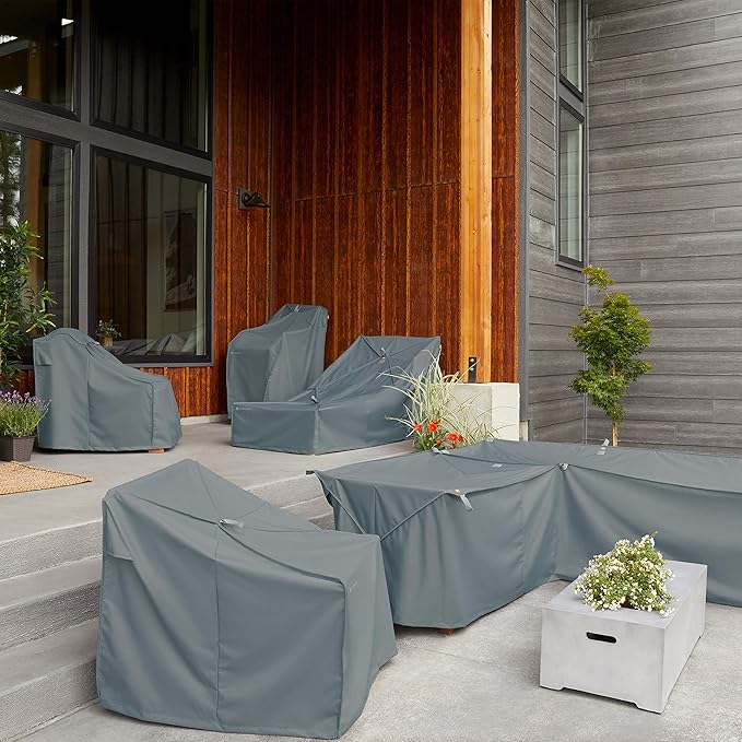 Classic Accessories Storigami Water-Resistant 36 Inch Easy Fold Lounge Chair Cover, Monument Grey, Patio Furniture Covers