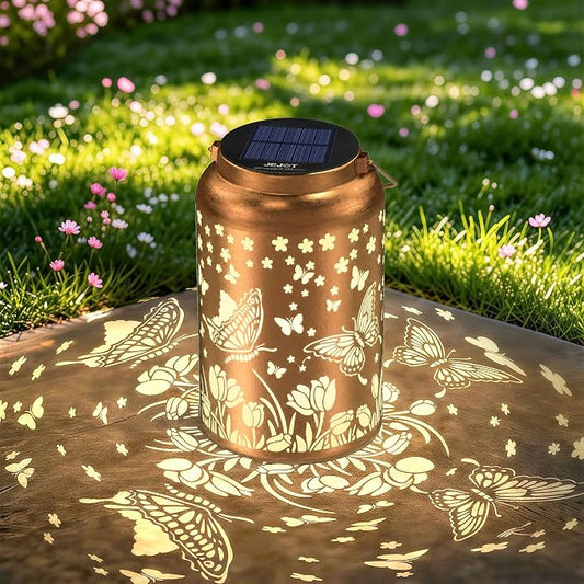 JEJOT Butterfly Solar Lanterns Outdoor Waterproof,Birthday Gift for Women | Gifts for Mom Grandma, Metal Hanging Solar Light for Yard Garden Porch Landscape Deconration-1Pack