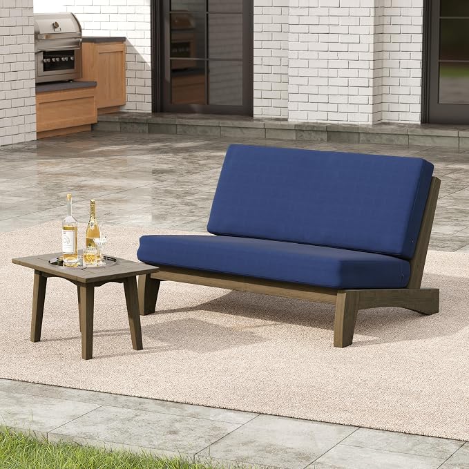2 Pieces Patio Furniture Sets, All-Weather Outdoor Wood Bistro Set Patio Conversation Side Table Chiars and Patio Loveseat for Balcony, Backyard