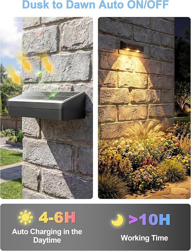 JOFIOS Fence Lights Solar Powered with Remote, 9 Fixed Colors 12 Modes, Solar Fence Lights Outdoor Waterproof, Warm/Cool White, RGB LED Deck Lights for Yard/Railing/Balcony/Patio/Stair/Outside, 8 Pack