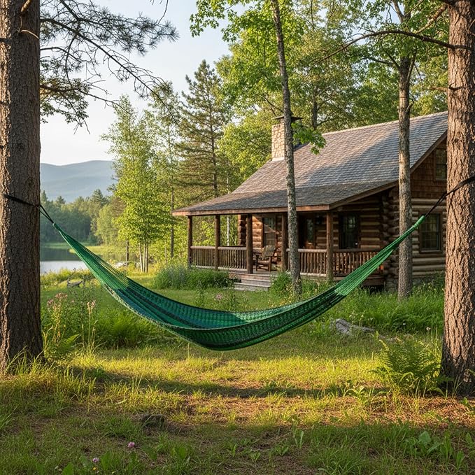 Sunnydaze Handwoven XXL Thick Cord Mayan Double Hammock for Outside - 625-Pound Capacity Heavy-Duty Outdoor Hammock - Meadow