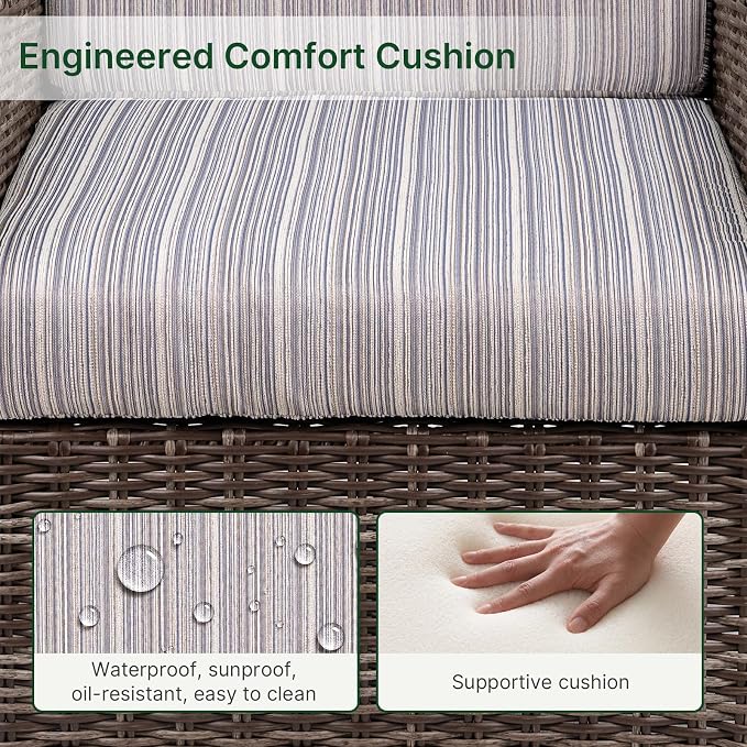 Wicker Patio Conversation Set, Outdoor Patio Chair Set with Deep Seating, Wide Armrests & Thick Cushions, All-Weather Outdoor Furniture Set for Patio, Porch, Deck & Backyard