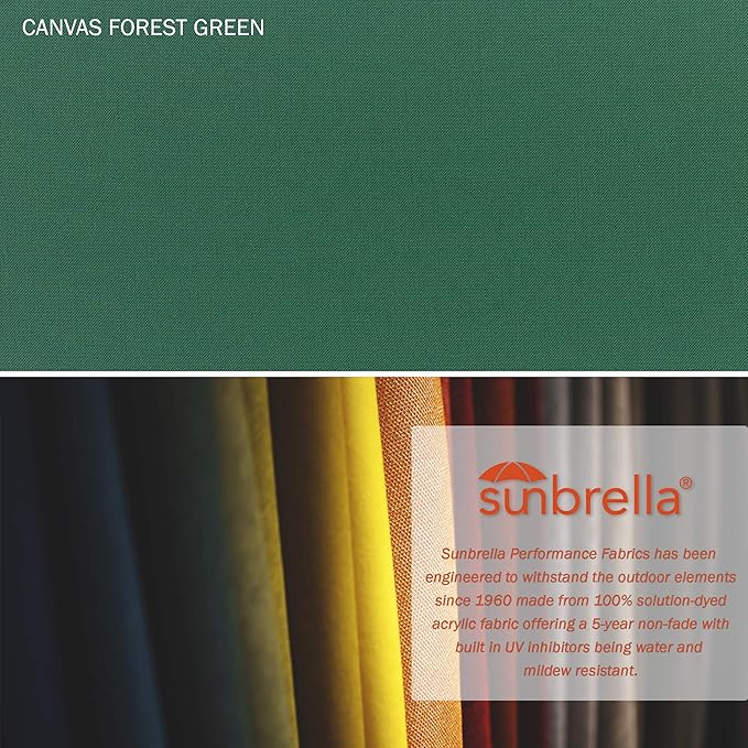 California Umbrella 9' Round Aluminum/Fiberglass Umbrella, Push Open, Bronze Pole, Sunbrella Forest Green