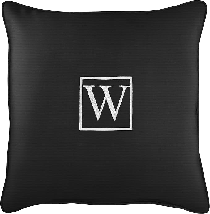 Sorra Home AMZ794911SP 18 W Embroidered Lumbar Pillow, W-Black-13 in x 20 in, Sunbrella - Canvas Black
