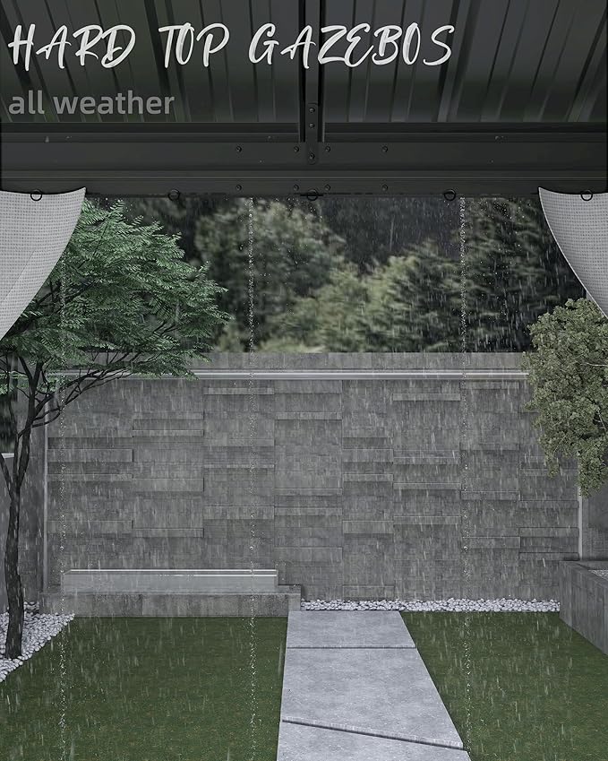 12'X14' Hardtop Gazebo with Double Steel Roof & Reinforced Aluminum Frame, Curtains & Mosquito Netting, Outdoor Permanent Pavilion for Patio, Backyard, Deck, Lawn, Garden, Gray