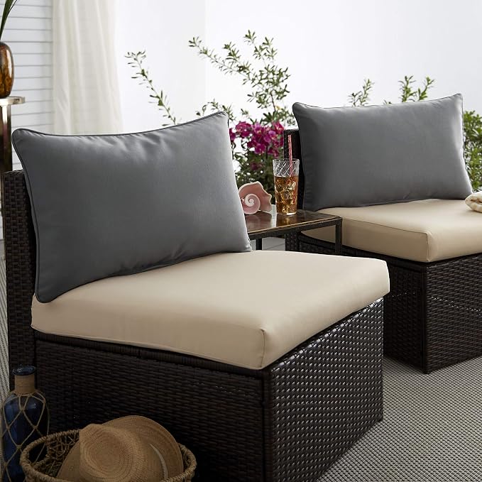 Sorra Home Charcoal Grey Indoor/Outdoor Pillow Set, 16 in x 26 in