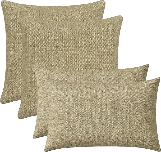 RSH DECOR: Sunbrella Lumbar & Square Pillows Set of 4 | 20" x 12" & 20" x 20" | Water and Fade-Resistant Performance Fabric | Outdoor Throw Pillows for Patio Furniture | Made in USA (Cast Tinsel)