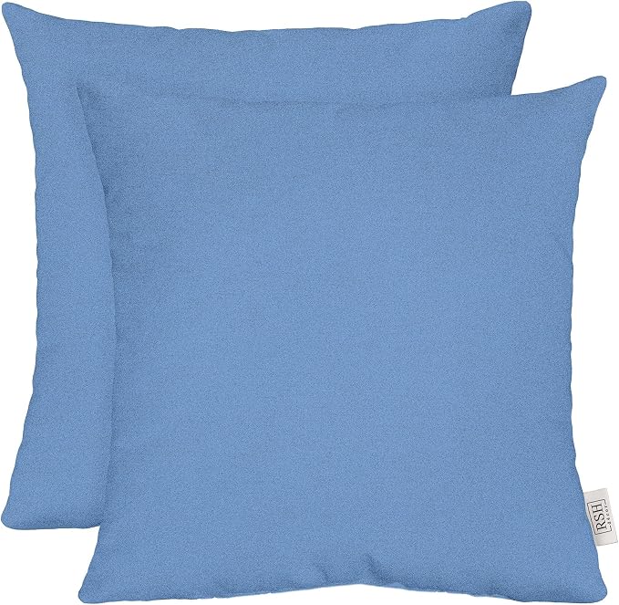 RSH DECOR: Sunbrella Square Throw Pillows Set of 2 | 24" x 24" | Water and Fade-Resistant Performance Fabric | Outdoor Pillow Covers with Down-Alternative Inserts | Made in USA (Cast Ocean Blue)