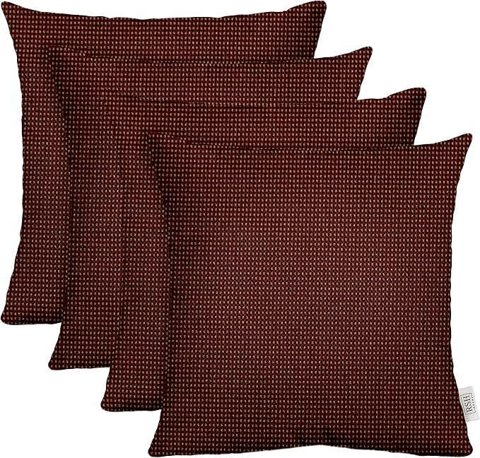 RSH DECOR: Square Throw Pillows Set of 4 | 22" x 22" | Water and Fade-Resistant Performance Fabric | Outdoor Pillow Covers with Down-Alternative Inserts | Made in USA (Kieran Spice Burgundy)