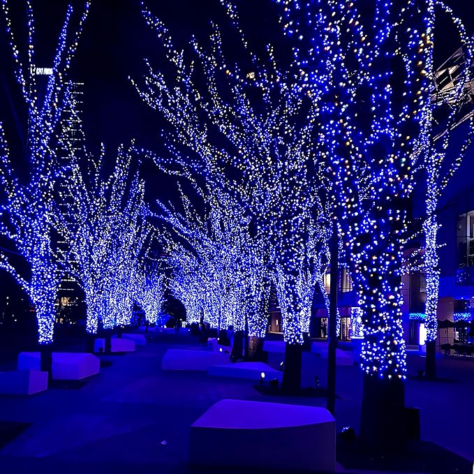 66ft 200 LED Christmas Tree Lights, End-to-End Plug 8 Modes Fairy Lights with Timer, Outdoor Indoor Xmas Light Christmas Tree, Patio, Garden, Party, Wedding, Holiday, Blue
