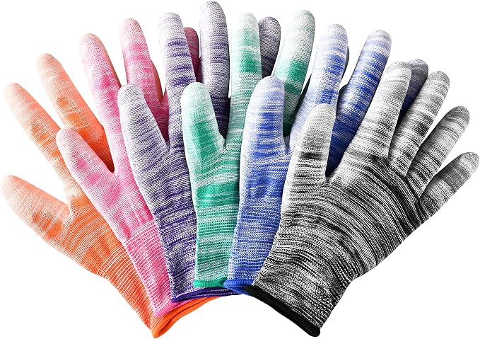 6 Pairs Gardening Gloves for Women - Breathable Rubber Coated Garden Gloves, Multi-purposes Gardening Gloves