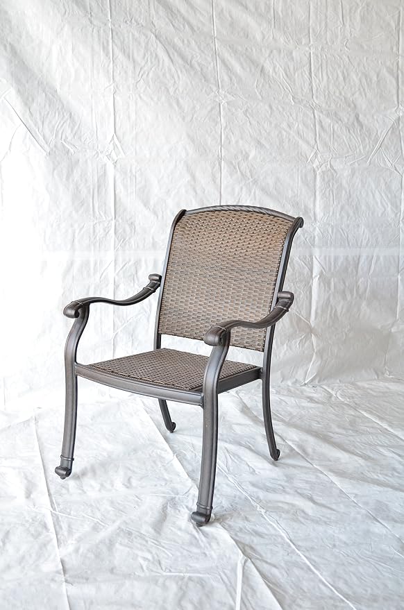Santa Clara Outdoor Patio 7 pcs Round Dining Set Dark Bronze Cast Aluminum (Set with 6 Regular Chairs)