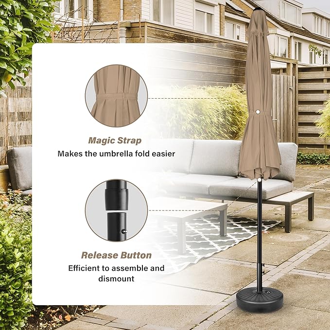 YSSOA 7.5' Patio Umbrella Outdoor Table Market Yard Umbrella with 6 Sturdy Ribs, Tan