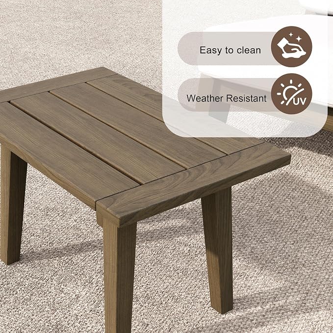 3 Pieces Patio Furniture Sets, All-Weather Outdoor Wood Bistro Set Patio Conversation Side Table Chiars for Balcony, Backyard