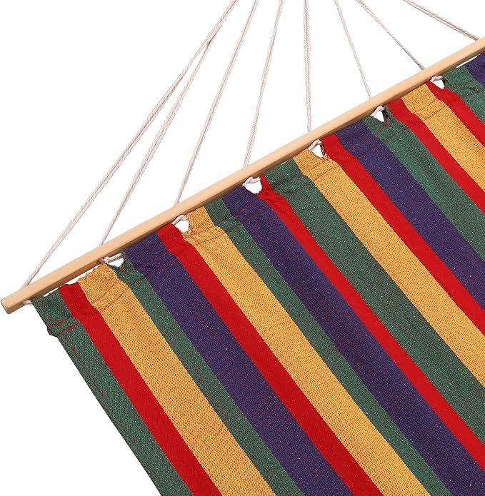 Sterling Sports Hammock for 2 Persons, 5ft Wide 420 lbs Capacity, Wooden Spreader for Outdoor Patio Yard Poolside, Tropical Rush