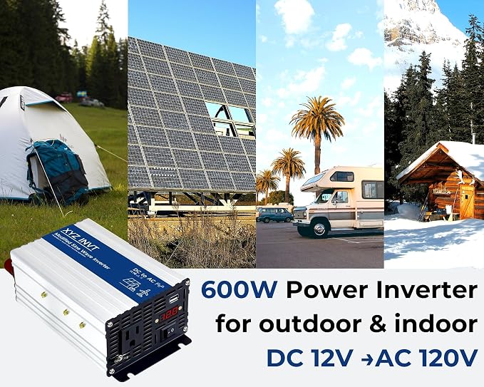 800W Power Inverter 24V DC to 110V 120V AC, Peak Power 1600W with 2 AC Outlets and LED Display for Vehicles Truck RV Home Emergency Backup Power Camping, Off-Grid Over 90% Efficiency