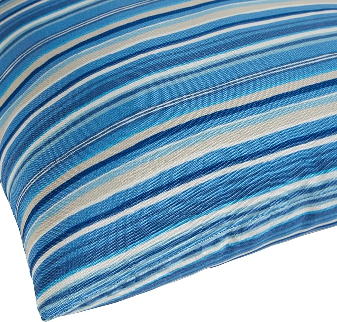South Pine Porch Outdoor 19x12-inch Rectangle Accent Pillow, Set of 2, Sapphire Stripe 2 Count