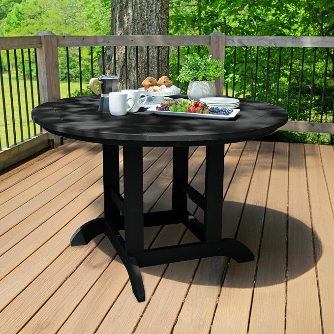 Highwood AD-DNW48-BKE Weatherly 5-Piece Round Dining Set, Dining Height, Black