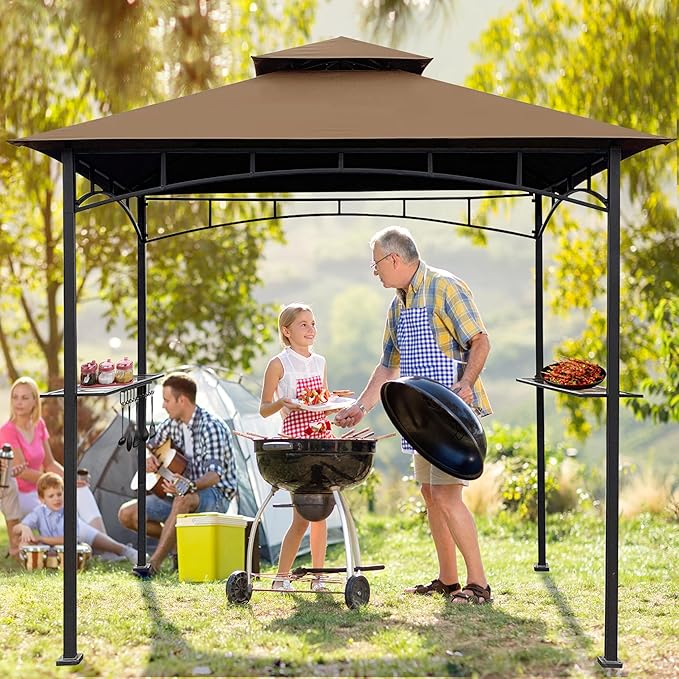 Coastshade Replacement Gill Gazebo BBQ Canopy Top for Model #L-GG001PST-F,8x5 Gazebo Grill Canopy BBQ Gazebos Top Only(Khaki)
