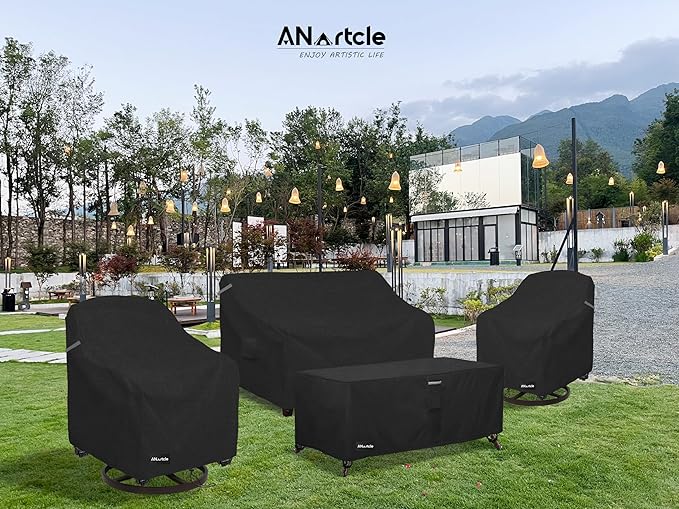 ANartcle Outdoor Swivel Lounge Chair Cover 2 Pack,600D Waterproof Heavy Duty Patio Chair Covers(35 W x 37 D x 38.5 H inches),Patio Swivel Chair Covers for Outdoor Furniture,Black.