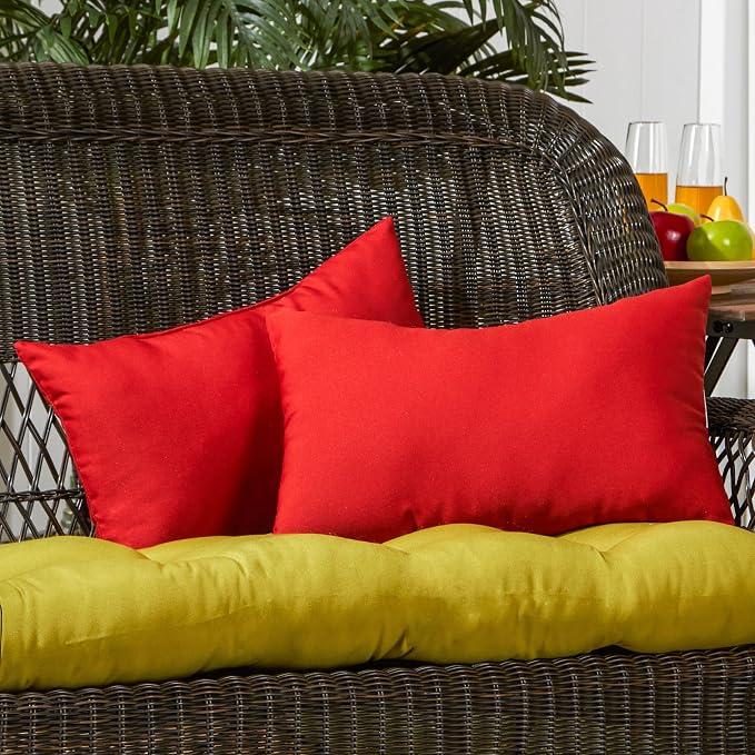 Greendale Home Fashions 2-Pack Outdoor 19x12 inch Rectangle Decorative Throw Pillow, Fire