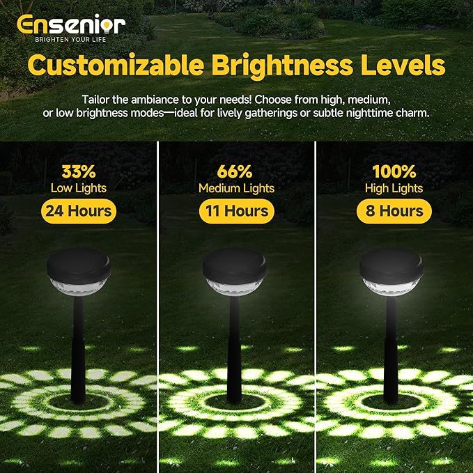 Ensenior 10-Pack Solar Lights Outdoor, Auto ON/Off 6500K LED Solar Garden Lights for Pathway, Yard, Patio, Walkway, Flower Bed, Halloween Christmas Landscape Lighting, IP65 Waterproof, Flag Lights