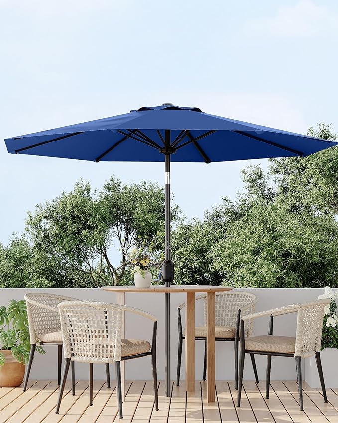 GarveeLife Outdoor Patio Umbrella, Table Market Umbrella with Push Button Tilt and Crank, 8 Sturdy Ribs UV Protection Waterproof for Garden, Deck, Backyard, Pool