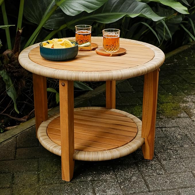 Cambridge Casual Marrakesh Teak Wood 3-Piece Rocking Conversation Set with Honey Twist Wicker