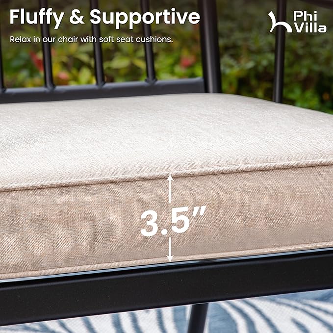 PHI VILLA 9 Piece, Outdoor Dining Set, 57.5"x57.5" Table, Cushioned | Wrought Iron, 2.0" Umbrella Hole, Weather-Resistant, 300 lbs Capacity