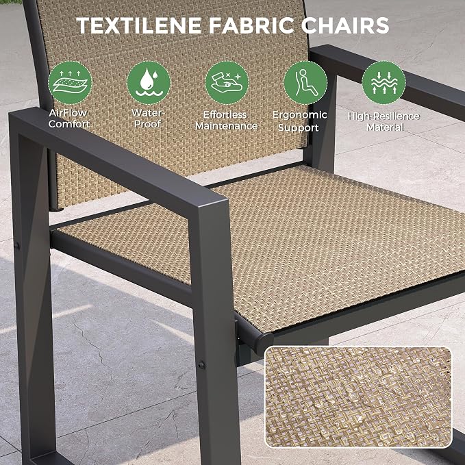 Jocoevol Outdoor Dining Set for 6 Patio Furniture Set 7 Piece Patio Table and Chairs Set Includes 67" Rectangle Table and 6 Textilene Dining Chairs, All Weather Patio Dining Sets for Backyard Garden