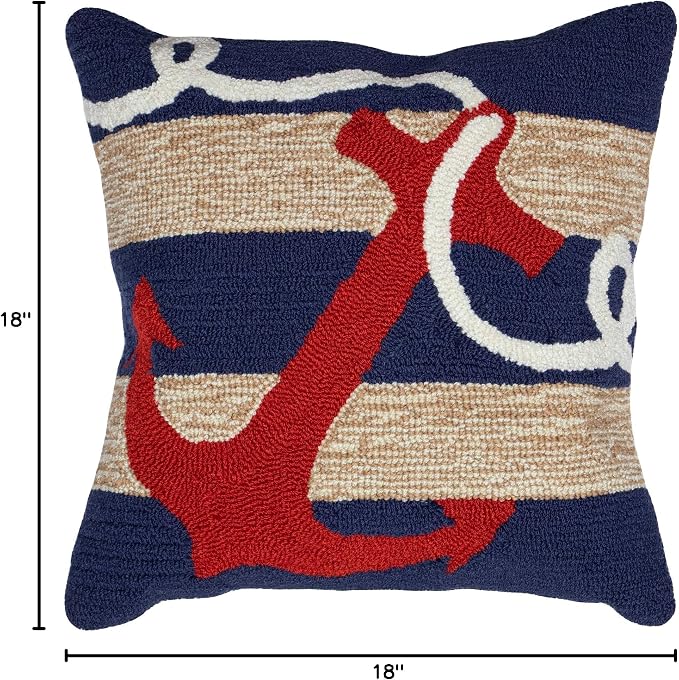 Liora Manne Frontporch Indoor/Outdoor Pillow, 18" Square, Anchor Red