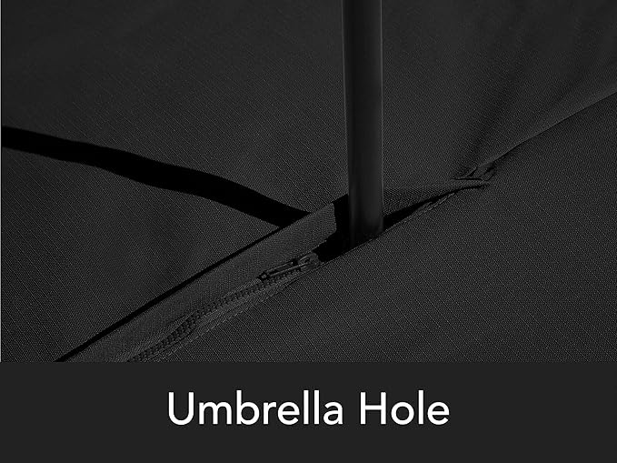 Covermates Ultima Outdoor Rectangular Dining Table & Chair Cover with Umbrella Hole – All-Weather Water-Resistant Rip-Resistant Polyester, Drawcord & Buckle Straps, 106W x 58D x 30H, Ripstop Black
