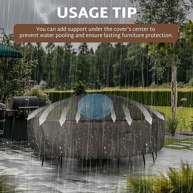 iBirdie Extra Large Round Patio Furniture Cover 110 x 28 inch, 9 ft, Outdoor Waterproof and Weatherproof for Garden Table and Chairs, Heavy Duty 600D, fit 110, 108 Diameter