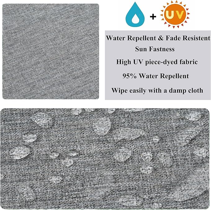 FUNHOME 2 Pack Outdoor Cushion Covers 24" x 24" x 4", No Insert! Water-Resistant Patio Chair Seat Cushion Covers with Zipper and Tie, Replacement Cover Only(Grey)
