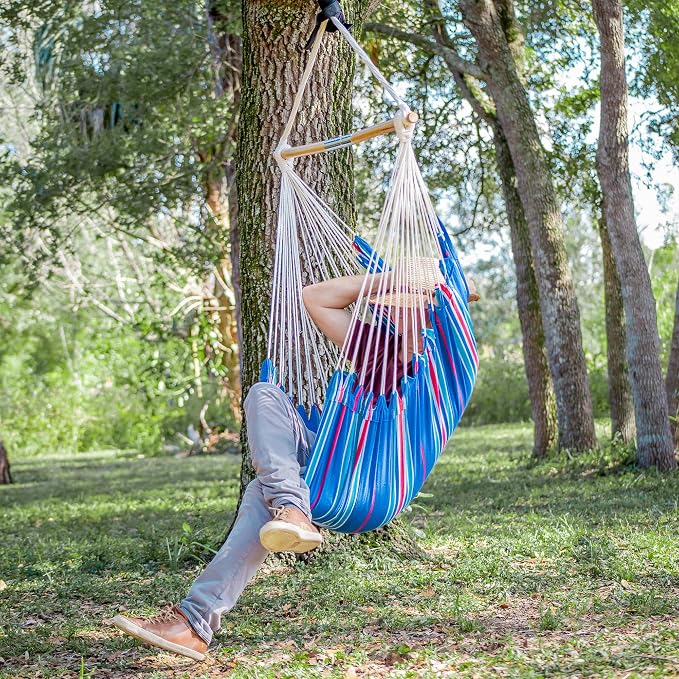 Bliss Hammocks WM-412F_2 Polyester Multi Color Hammock Chair with Collapsible Push-Pin Spreader Bar, Patriotic Stripe