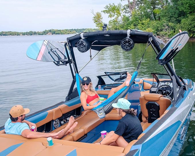 MISSION Boat Hammock for Wake Tower, Portable Hammock with Adjustable Nylon Straps and Carabiners, Outdoor Hammock Hanging Seat for Lake Days and Relaxing on Board (Teal Dream)