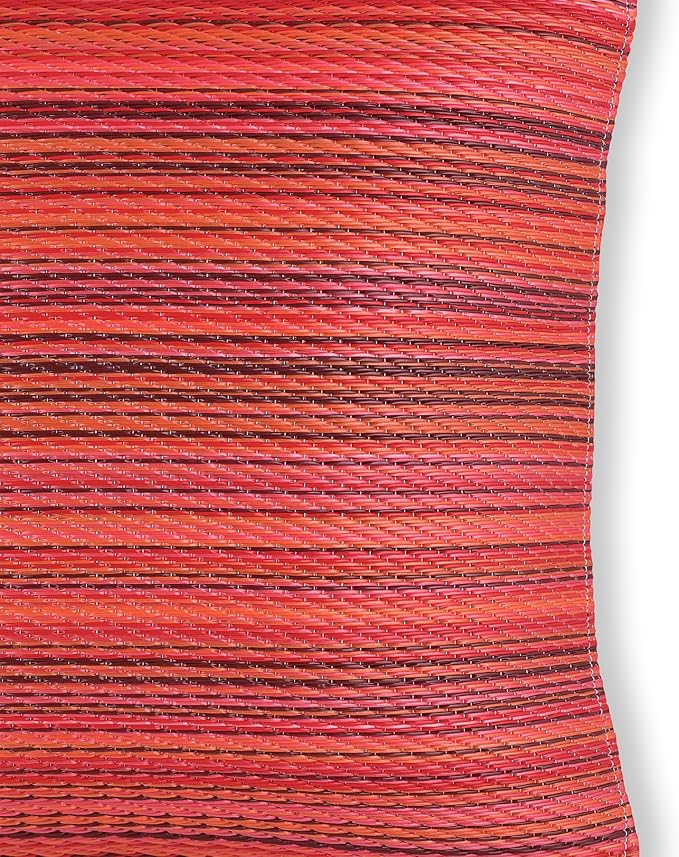 Fab Habitat Outdoor Premium Recycled Plastic Pillow - Waterproof, Fade Resistant - Striped - Patio, Porch, Deck, Balcony - Cancun - Sunset - 20" x 20"