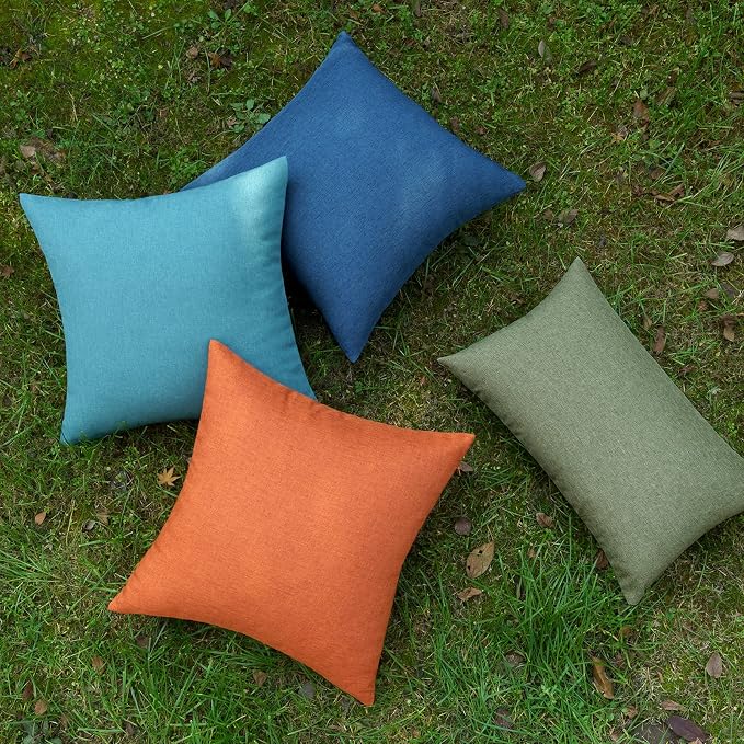 EMEMA Outdoor Waterproof Peacock Blue Pillow Covers 12x20 Inch Rustic Decorative Throw Pillow Covers Cushion Case Rectangle for Patio Sofa Couch Home Bed Farmhouse Car Decor Set of 2