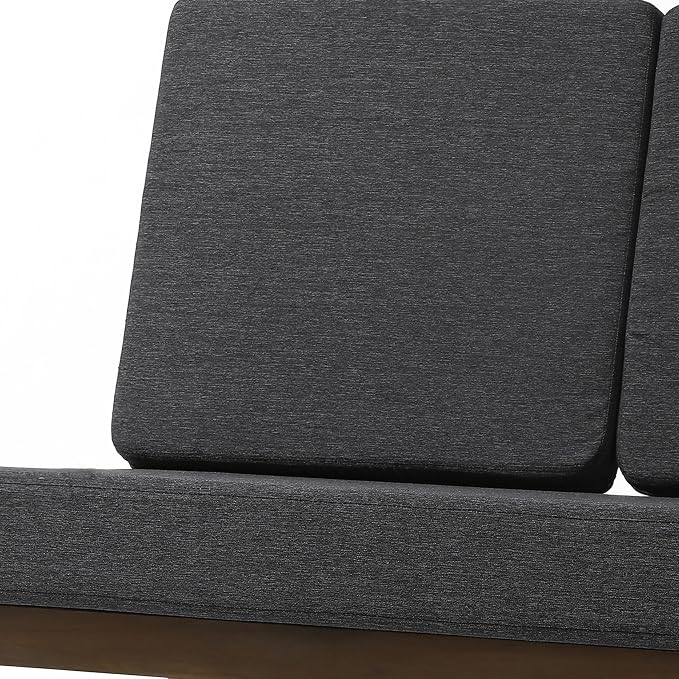 6 Piece Wood Outdoor Patio Frutnire Set, 7 Seater Patio Conversation Sets with Thick Cushions, Outdoor Sectional Furniture with Coffee Table - Dark Gray