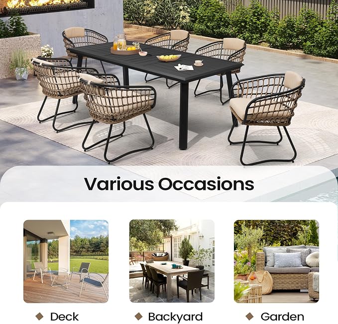 Pellebant 2-piece Outdoor Dining Set for 2 Person - Weather-Resistant Patio Dining Furniture Set, Wicker Chair with Cushion for Deck, Porch, Backyard, Bei