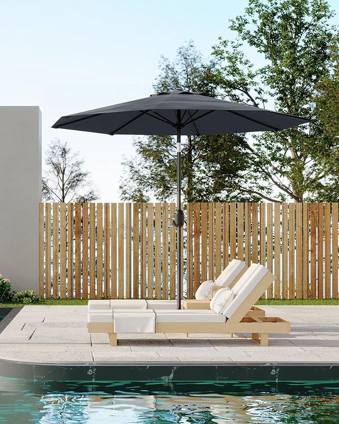 10FT Premium Patio Umbrella, Heavy Duty 8-Rib Steel Frame with Crank & Tilt, UV Protection, Fade Resistant Waterproof Polyster Canopy for Outdoor