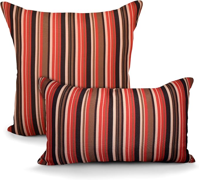 COZY TRENDS Decorative Indoor Outdoor Waterproof Throw Pillows with Inserts - Stylish Comfort for Your Patio Furniture, Garden Chairs, or Indoor Décor (12''X20'', Red)