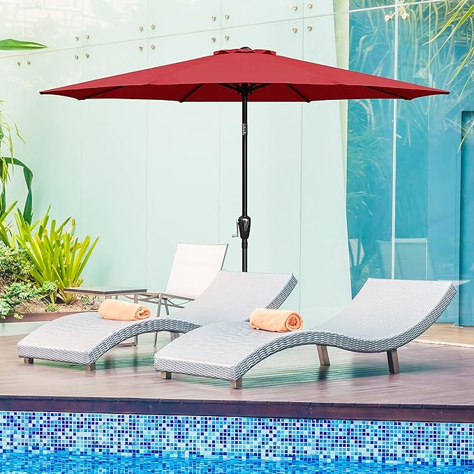 Simple Deluxe 9' Patio Umbrella Replacement Canopy Only Outdoor Table Market Yard Umbrella Replacement Top Cover with 8 Ribs, Red