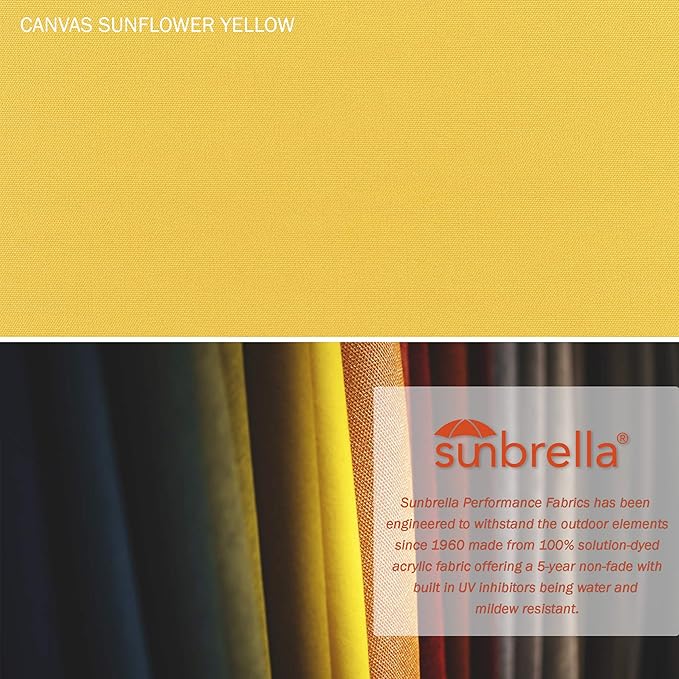 California Umbrella 7.5' Round Sunbrella Aluminum Outdoor Deck, Pool or Patio Umbrella, Crank Lift, Auto Tilt, Bronze Pole, Sunflower Yellow