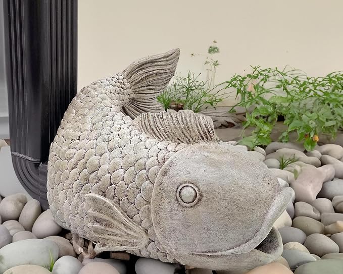 Teaeeno Fish Gutter Downspout Extension Decoration,3''x4'' Downspout Extender Diverter Splash Block Sculpture Outdoor Decor,Animal Resin Statue Ornaments, for Garden,Terrace,Lawn,Yard