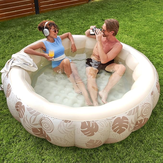 SLOOSH Inflatable Swimming Pool,5.5ft x 20 Inch Full-Sized Blow Up Durable Thickened Luxury Above Ground Family Pool with Comfortable Backrest for Summer Water Party Backyard Garden Lawn, Sandy